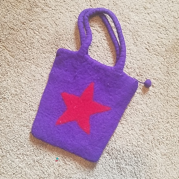 Wooly Purple/Red Star Purse
